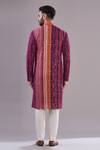 Shop_Kasbah_Pink Georgette Printed Striped Pattern And Sequin Embroidered Kurta _at_Aza_Fashions
