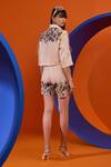 Shop_The Dramebaaz CO_Ivory Cotton Beads Collared Calla Vintage Print Cropped Shirt And Shorts Set _at_Aza_Fashions