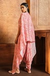 Shop_Aneesh Agarwaal_Pink Embroidery Round Neck Paisley Print Cowl Jumpsuit With Cape _at_Aza_Fashions