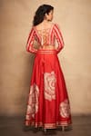 Shop_Gulabo by Abu Sandeep_Red 100% Pure Chanderi Silk Embellished Gota Leaf Neck Patti Full Sleeve Blouse_at_Aza_Fashions