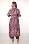 Shop_Soumodeep Dutta_Purple Chanderi Embroidered Kantha Notched Kurta With Pant _at_Aza_Fashions