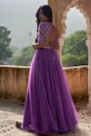 Shop_Zoon_Purple Lehenga Organza Embroidery Aari Square Neck Mukaish Set _at_Aza_Fashions