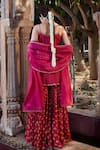 Shop_Kritika Dawar_Magenta Silk, Chanderi Beads Scoop Neck Floral Print Kurta Gharara Set _at_Aza_Fashions