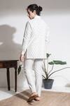 Shop_Abkasa_Ivory 100% Cotton Modal Silk Embroidered Patterned Kurta And Pyjama Set  _at_Aza_Fashions