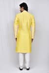 Shop_Arihant Rai Sinha_Yellow Art Silk Patterned Jacquard Asymmetric Kurta Pant Set_at_Aza_Fashions