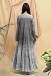 Shop_Chambray & Co._Grey Cotton Plain Stipes Round Tiered Maxi Dress _at_Aza_Fashions