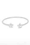 Shop Sangeeta Boochra Silver Plated Crystals Anabia Floral Charming Open Bracelet at Aza Fashions Shop_Sangeeta Boochra_Silver Plated Crystals Anabia Floral Charming Open Bracelet _at_Aza_Fashions