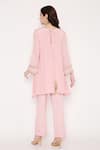 Shop_Bha sha_Pink Tunic Crepe Embroidery Cut Bead U Neck Aastha Placement And Pant Set _at_Aza_Fashions