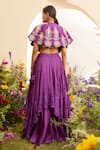 Shop_Chandrima_Purple Chanderi Embroidered Floral Cut And Thread Layered Lehenga _at_Aza_Fashions