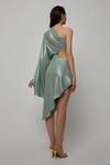 Shop Deme By Gabriella Grey Lycra Shimmer One Shoulder Dress at Aza Fashions Shop_Deme By Gabriella_Grey Lycra Shimmer One Shoulder Dress_at_Aza_Fashions