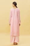Shop_Naintara Bajaj_Pink Kurta And Pant Faux Georgette Embroidered Sequin V Neck Set _at_Aza_Fashions