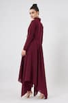 Shop_Aakaar_Wine Moss Crepe Embellished Floral Shawl Collar Blazer And Pant Set _at_Aza_Fashions