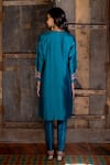 Shop_Shikha Mehta_Green Silk Chanderi Embroidered Thread V Neck Kurta Set _at_Aza_Fashions