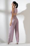 Shop_Amrta By Guneet Kondal_Purple Viscose Square Neck Waistcoat And Pleated Pant Set _at_Aza_Fashions
