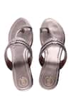 Shop_Preet Kaur_Grey Metallic Kolhapuri Wedges _at_Aza_Fashions