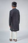 Shop_Tiber Taber_Black Cotton Embroidery Chevron Kurta With Pyjama _at_Aza_Fashions