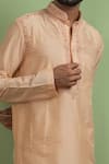 Shop_Ankita Shahabadi_Pink Silk Embroidery Thread Pirwai Kurta _at_Aza_Fashions