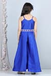 Shop_The little celebs_Blue Silk Embroidery Thread Jumpsuit With Belt _at_Aza_Fashions