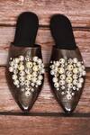 Shop_Samyukta Singhania_Grey Embellished Bead Mules_at_Aza_Fashions
