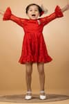 Shop_Darleen Kids Couture_Red Taffeta, Chanderi, Linen Embroidery Queen Of Roses Dress _at_Aza_Fashions
