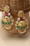 Buy_Dugran By Dugristyle_Cream Kundan Stone Embellished Jhumkas _at_Aza_Fashions