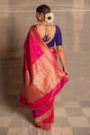 Priyanka Raajiv_Pink Banarasi Silk Woven Brocade Vintage Gold Floral Bhairavi Saree  _Online_at_Aza_Fashions