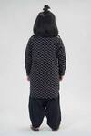 Shop_Tiber Taber_Black Cotton Embroidery Chevron Pathani Kurta With Salwar _at_Aza_Fashions