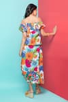 Shop_Rhe-Ana_Orange Rayon Printed Abstract Floral Top And Skirt Co-ord Set _at_Aza_Fashions