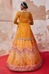 Shop_Aditi Gupta_Yellow Lehenga Silk And Embroidered Patola Pattern Kurta Deep V Set_at_Aza_Fashions
