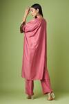Shop_Aakaar_Pink Cotton, Silk Sequins V-neck Kaftan And Pant Set _at_Aza_Fashions