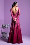 Shop_PARUL GANDHI_Pink Mesh With Silk Underlining Embroidered Prism Embellished Mermaid Gown _at_Aza_Fashions