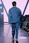 Shop_Tisa - Men_Blue Terry Rayon Embroidery Thread Stripe Jacket And Pant Set  _at_Aza_Fashions