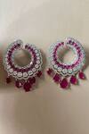 Shop_Mozaati_Red Stones Falak Drop Hoop Earrings_at_Aza_Fashions