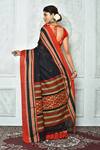 Shop_Samyukta Singhania_Black Pure Cotton Woven Geometric Panelled Saree _at_Aza_Fashions