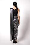 Shop_431-88 By Shweta Kapur_Grey Shimmer Jersey And Liquid Waterfall Pre-draped Saree With Top  _at_Aza_Fashions
