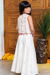 Shop_Free Sparrow_Ivory Chanderi Silk Embroidered Floral Short Jacket And Palazzo Set _at_Aza_Fashions