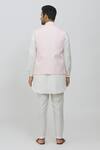 Shop_RNG Safawala_Pink Brocade Silk Printed Paisley-floral Jacket And Off White Kurta Set _at_Aza_Fashions