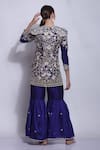 Shop_Sonali Gupta_Blue 25% Silk Embroidered Chikankari Parsi Round Kurta And Sharara Set  _at_Aza_Fashions