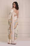 Shop_Shwetanga_Ivory Organic Cotton Printed Abstract Sweetheart Neck Saree With Draped Blouse _at_Aza_Fashions