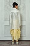 Shop_Arihant Rai Sinha_Off White Silk Piping Embroidered Paisley Patterned Kurta And Dhoti Pant Set _at_Aza_Fashions