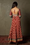 Shop_RI.Ritu Kumar_Red Viscose Printed Chevron Leaf Neck Satnam Anarkali Set _at_Aza_Fashions