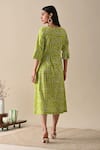 Shop_Kanelle_Green Organic Cotton Printed Striped Round Claire Dress _at_Aza_Fashions