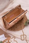 Shop_Amyra_Peach Zari, Sequins, Embroidery Floral Creeper Box Clutch _at_Aza_Fashions