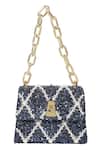 Shop_The Leather Garden_Blue Sequin Erica Tanzanite Mini Bag _at_Aza_Fashions