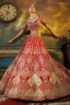 Shop_Pallavi Poddar_Red Silk, Tulle Embroidery, Applique Sweetheart New Tokyo Bridal Lehenga Set _at_Aza_Fashions