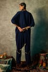 Shop_Esha L Amin_Blue Double Georgette Plain Straight Pant _at_Aza_Fashions