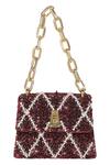 Shop The Leather Garden Wine Sequin Erica Embellished Mini Bag at Aza Fashions Shop_The Leather Garden_Wine Sequin Erica Embellished Mini Bag _at_Aza_Fashions