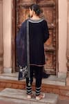 Shop_Ajiesh Oberoi_Blue Velvet Embroidered Dori Round Short Kurta Set _at_Aza_Fashions