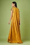 Shop_Aakaar_Yellow Matka Silk Embellished Sequin Boat Neck Yoke Maxi Dress _at_Aza_Fashions