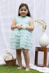 Shop_Darleen Kids Couture_Blue Net, Taffeta Pearls Ruffled Tiered Dress _at_Aza_Fashions
